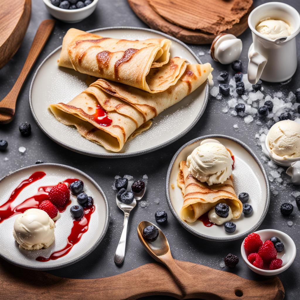 Crepes with ordinary ice cream