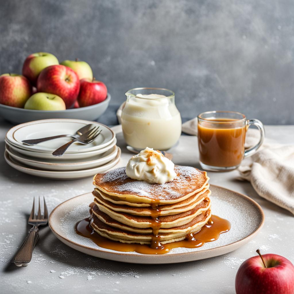 Pancake with applecompot and vanilla cream