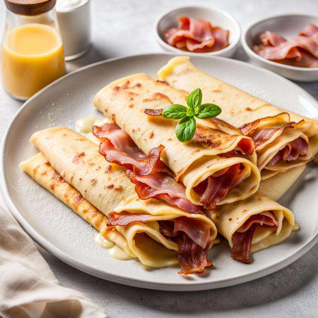 crepes with bacon, ham & cheese